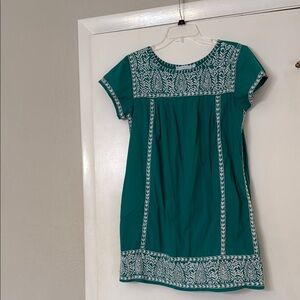 Teal Embroidered Maxi Dress